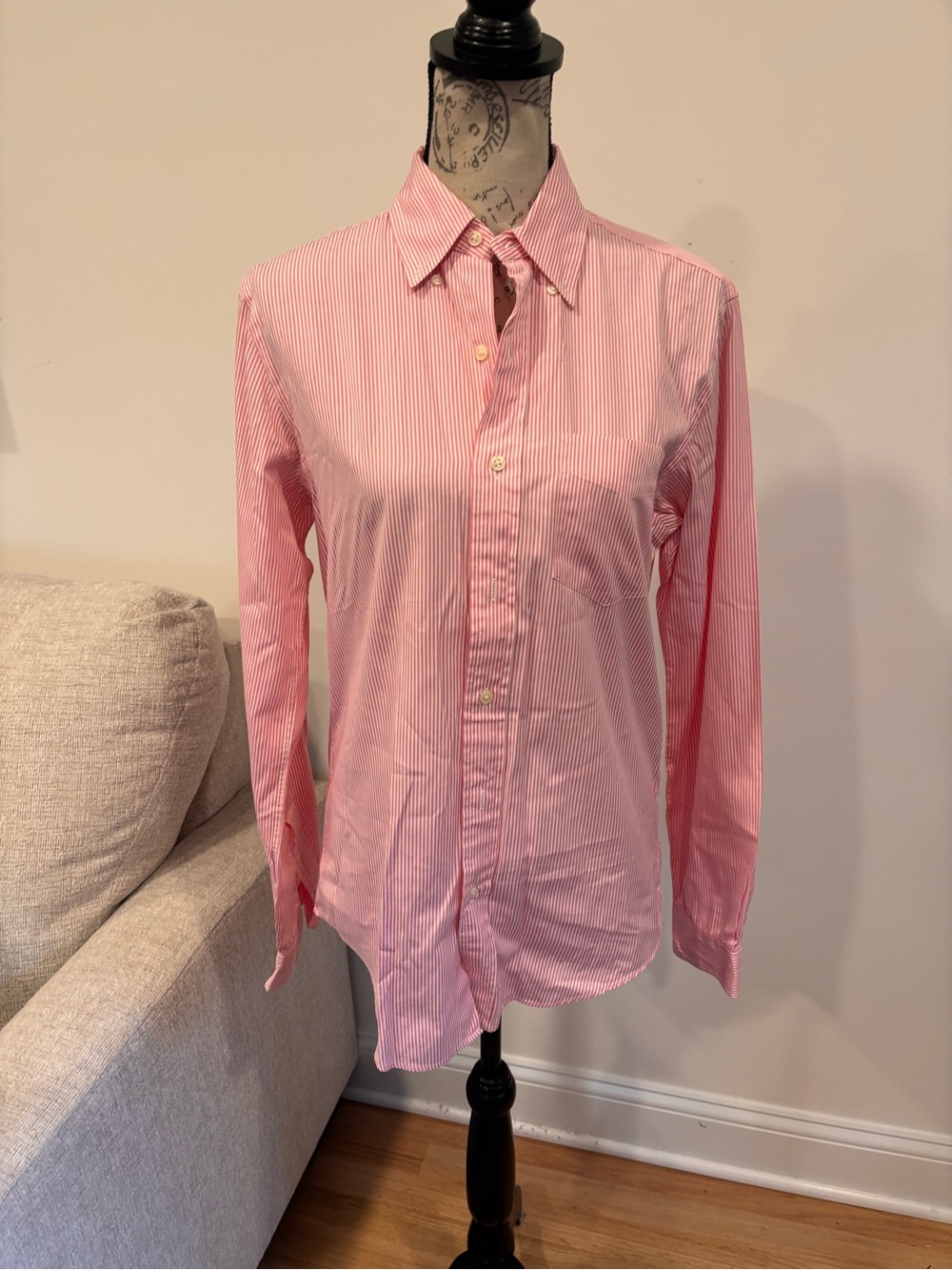 Ralph Lauren RUGBY pink and white striped button-down dress shirt size small